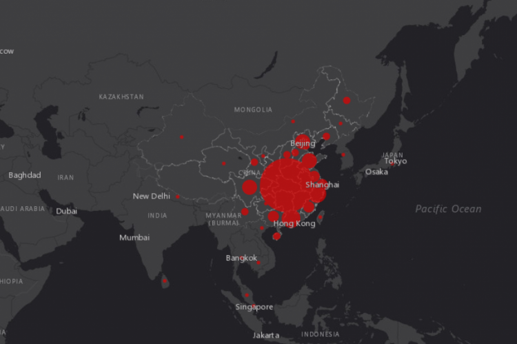 Mapa mostra em tempo real países afectados pelo coronavírus