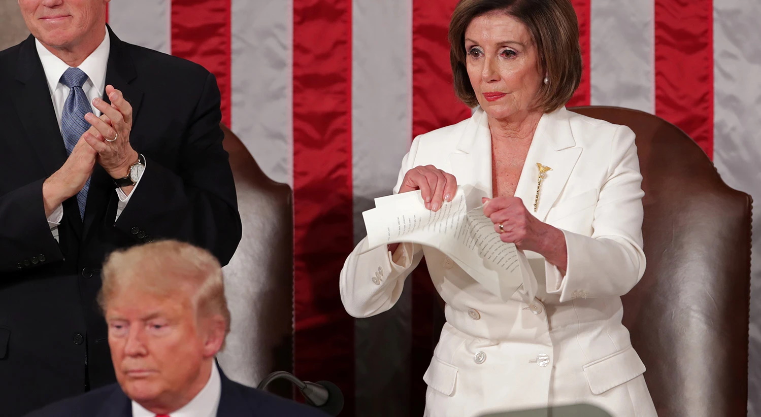 Pelosi: rasga discurso de Trump em pleno congresso