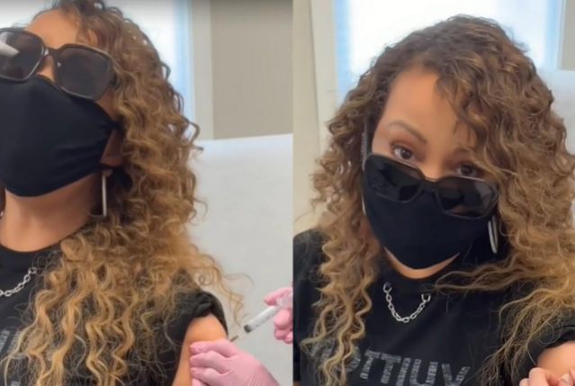 Do nervosismo ao grito agudo. O momento em que Mariah Carey é vacinada contra a covid-19