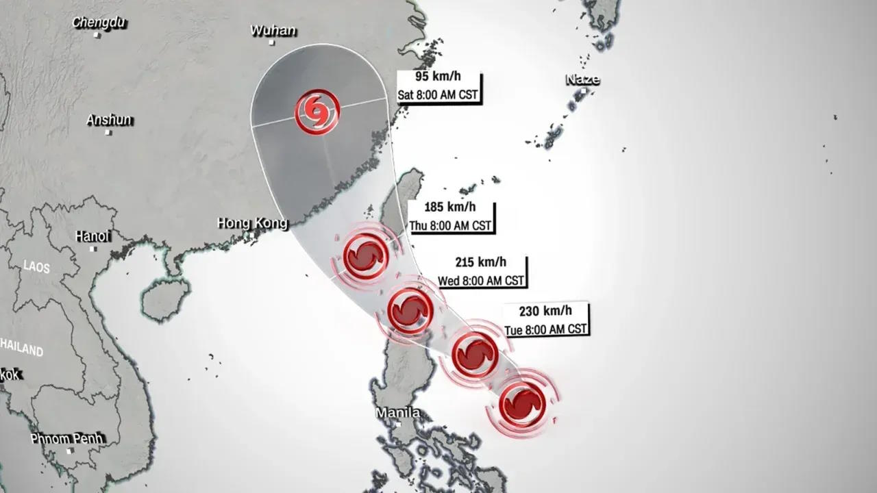Ásia-Pacífico/Aviso de tempestade: Hong Kong e o sul da China fecham-se em barricadas antes da chegada do super tufão Saola e dos seus ventos de 200 km/h
